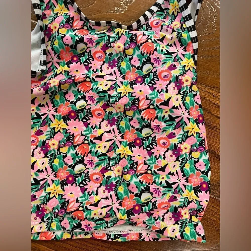Old Navy Absolutely adorable girls floral and striped swim top size small